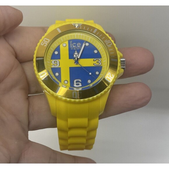 Rare 2012 Ice World Sweden Edition Big Unisex Yellow Blue Analogue Watch New main image 5